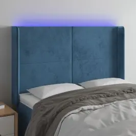 Gultas Galvgalis Ar Led, 147X16X118/128 Cm, Tumši Zils Samts Vidaxl