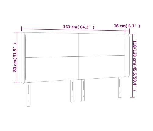 Galvūgalis Su Led, Tamsiai Žalias, 163X16X118/128cm Aksomas