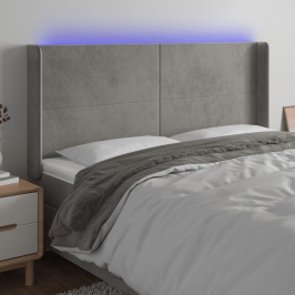Gultas Galvgalis Ar Led, 183X16X118/128 Cm, Gaiši Pelēks Samts Vidaxl