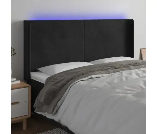 Led-Voodipeats, Must, 183X16X118/128 cm Samet