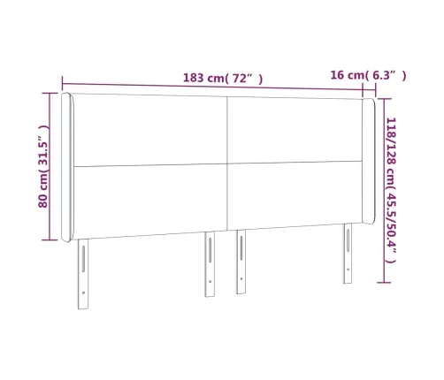 Gultas Galvgalis Ar Led, 183X16X118/128 Cm, Tumši Zils Samts Vidaxl