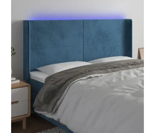 Gultas Galvgalis Ar Led, 183X16X118/128 Cm, Tumši Zils Samts Vidaxl