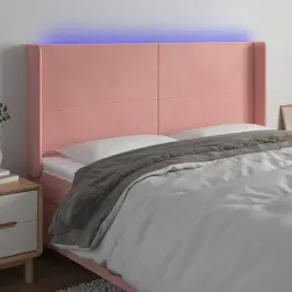 Gultas Galvgalis Ar Led, 203X16X118/128 Cm, Rozā Samts Vidaxl