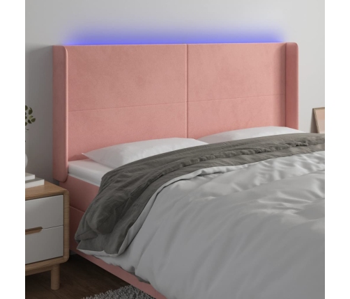 Galvūgalis Su Led, Rožinės Spalvos, 203X16X118/128cm Aksomas