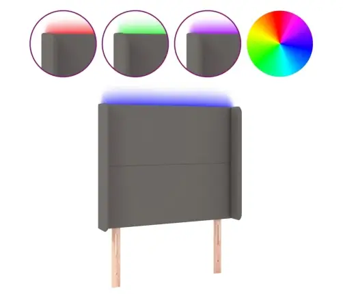 Gultas Galvgalis Ar Led, 83X16X118/128 Cm, Pelēka Mākslīgā Āda Vidaxl