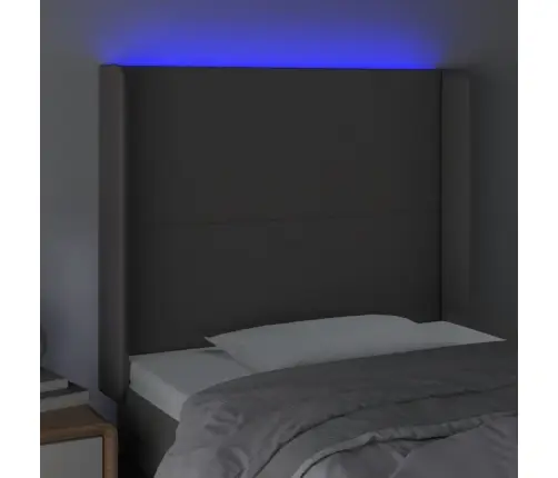Gultas Galvgalis Ar Led, 83X16X118/128 Cm, Pelēka Mākslīgā Āda Vidaxl