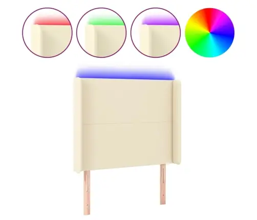 Gultas Galvgalis Ar Led, 93X16X118/128 Cm, Krēmkrāsas Vidaxl