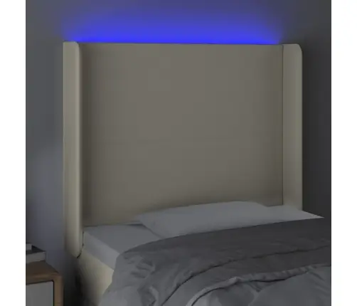 Gultas Galvgalis Ar Led, 93X16X118/128 Cm, Krēmkrāsas Vidaxl