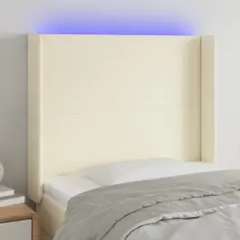 Gultas Galvgalis Ar Led, 93X16X118/128 Cm, Krēmkrāsas Vidaxl