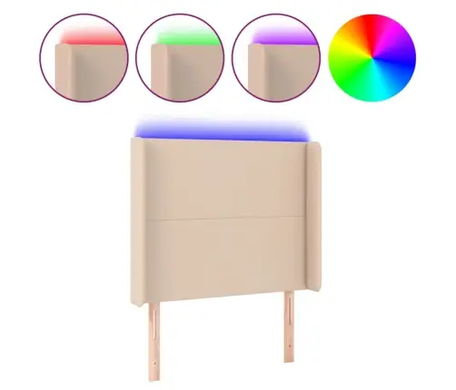 Gultas Galvgalis Ar Led, 93X16X118/128Cm, Kapučīno Mākslīgā Āda Vidaxl