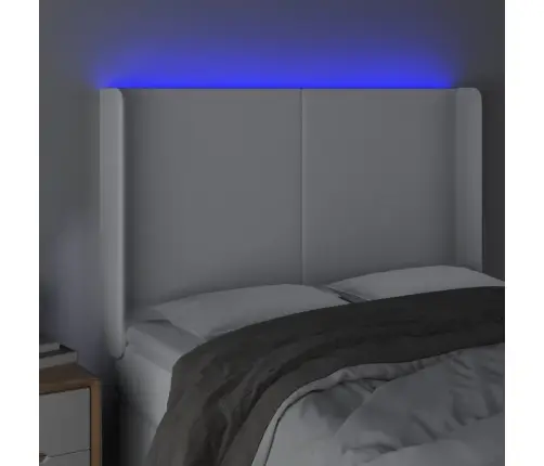 Led-Voodipeats, Valge, 147X16X118/128 cm Kunstnahk