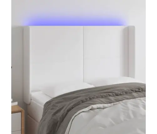 Led-Voodipeats, Valge, 147X16X118/128 cm Kunstnahk