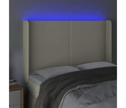 Led-Voodipeats, Kreemjas, 147X16X118/128 cm Kunstnahk