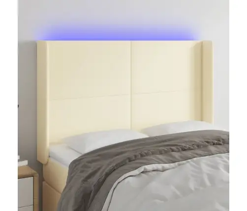 Led-Voodipeats, Kreemjas, 147X16X118/128 cm Kunstnahk