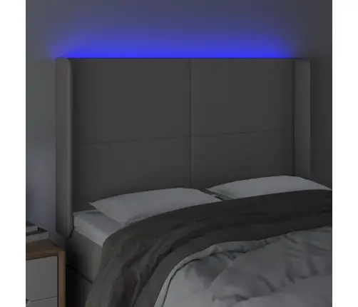 Gultas Galvgalis Ar Led, 147X16X118/128 Cm, Pelēka Mākslīgā Āda Vidaxl