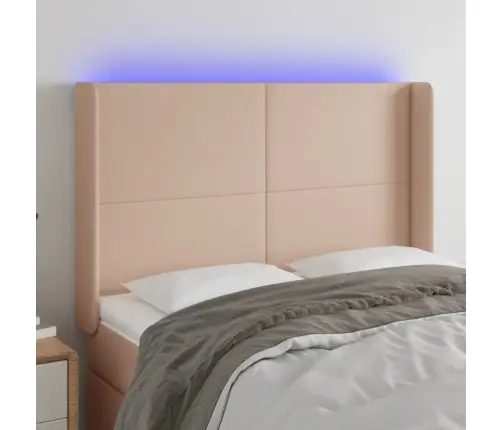 Led-Voodipeats, Cappuccino, 147X16X118/128 cm Kunstnahk