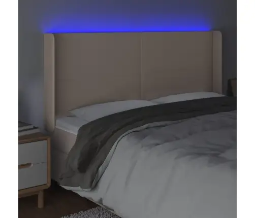 Gultas Galvgalis Ar Led, 163X16X118/128 Cm, Kapučīno Vidaxl
