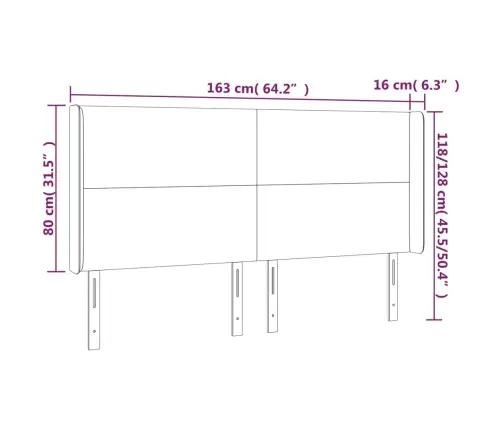 Gultas Galvgalis Ar Led, 163X16X118/128 Cm, Kapučīno Vidaxl