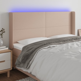 Gultas Galvgalis Ar Led, 163X16X118/128 Cm, Kapučīno Vidaxl