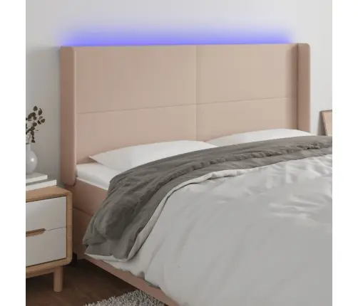 Gultas Galvgalis Ar Led, 163X16X118/128 Cm, Kapučīno Vidaxl
