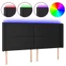Gultas Galvgalis Ar Led, 203X16X118/128 Cm, Melna Mākslīgā Āda Vidaxl