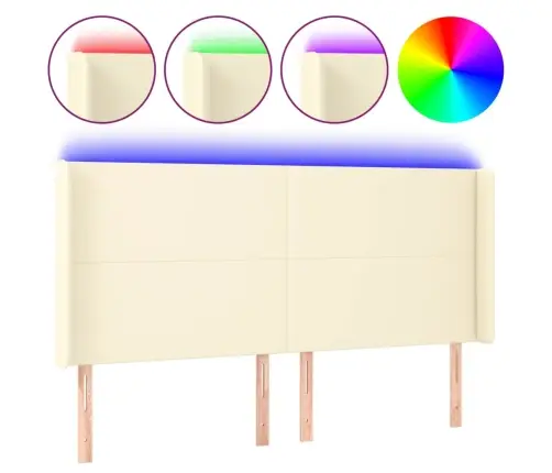 Gultas Galvgalis Ar Led, 203X16X118/128 Cm, Krēmkrāsas Vidaxl