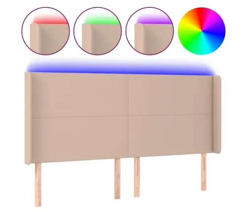 Gultas Galvgalis Ar Led, 203X16X118/128 Cm, Kapučīno Vidaxl