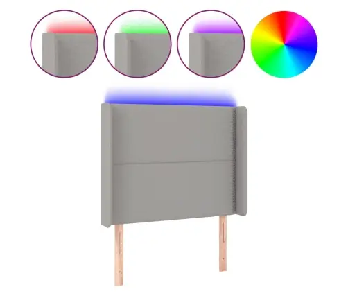 Gultas Galvgalis Ar Led, 93X16X118/128 Cm, Gaiši Pelēks Audums Vidaxl