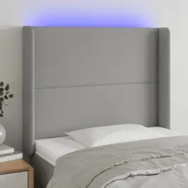 Gultas Galvgalis Ar Led, 93X16X118/128 Cm, Gaiši Pelēks Audums Vidaxl