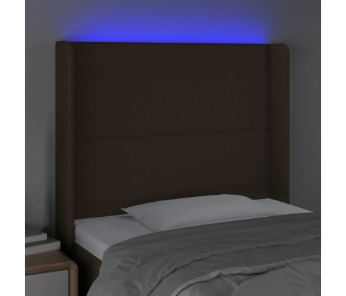 Gultas Galvgalis Ar Led, 93X16X118/128 Cm, Tumši Brūns Audums Vidaxl