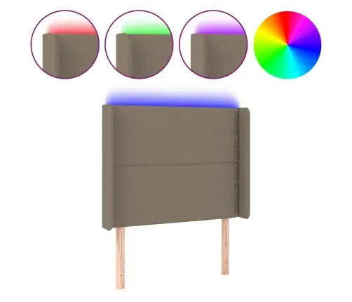 Galvūgalis Su Led, Taupe Spalvos, 93X16X118/128cm Audinys