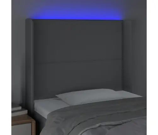 Gultas Galvgalis Ar Led, 103X16X118/128 Cm, Gaiši Pelēks Audums Vidaxl