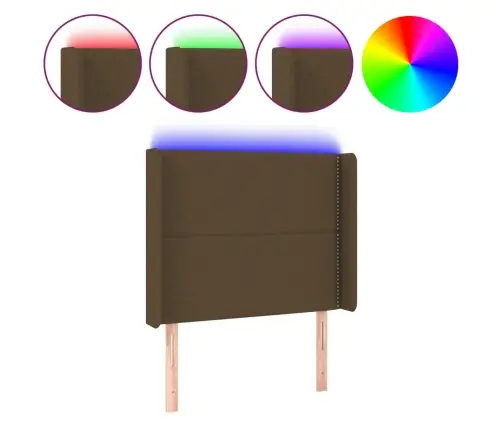 Gultas Galvgalis Ar Led, 103X16X118/128 Cm, Tumši Brūns Audums Vidaxl
