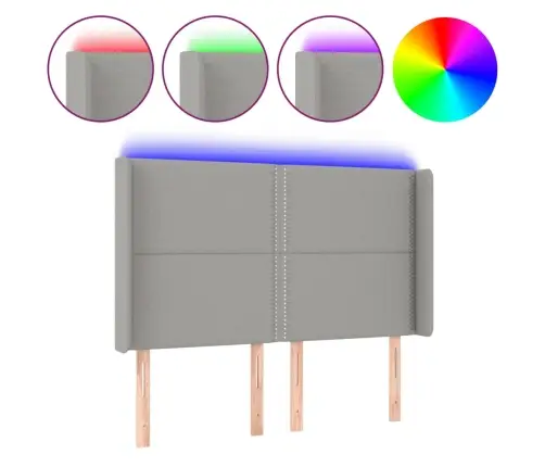 Galvūgalis Su Led, Šviesiai Pilkas, 147X16X118/128cm Audinys