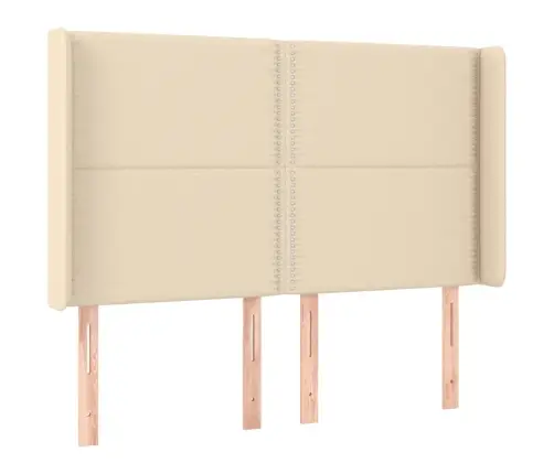 Gultas Galvgalis Ar Led, 147X16X118/128 Cm, Krēmkrāsas Audums Vidaxl