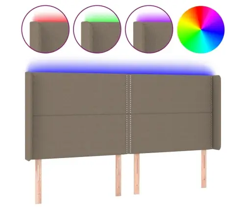 Gultas Galvgalis Ar Led, 183X16X118/128 Cm, Pelēkbrūns Audums Vidaxl Gultas Galvgalis Ar Led, 183X16X118/128 Cm, Pelēkbrūns Audums Vidaxl