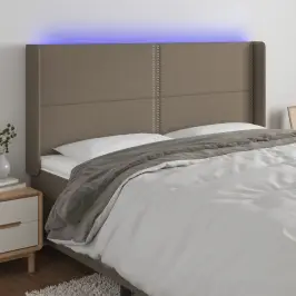 Gultas Galvgalis Ar Led, 183X16X118/128 Cm, Pelēkbrūns Audums Vidaxl
