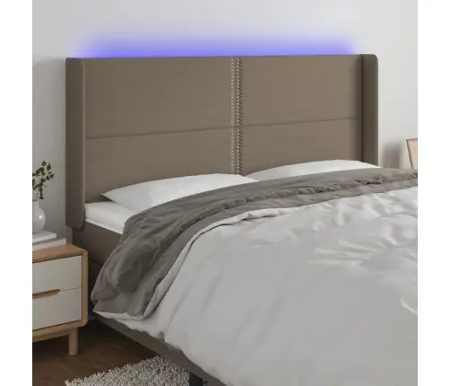 Gultas Galvgalis Ar Led, 183X16X118/128 Cm, Pelēkbrūns Audums Vidaxl Gultas Galvgalis Ar Led, 183X16X118/128 Cm, Pelēkbrūns Audums Vidaxl