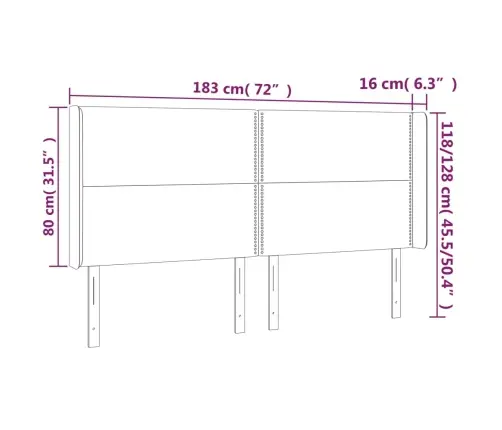 Gultas Galvgalis Ar Led, 183X16X118/128 Cm, Zils Audums Vidaxl