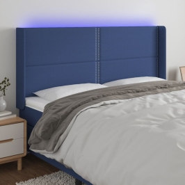 Gultas Galvgalis Ar Led, 183X16X118/128 Cm, Zils Audums Vidaxl