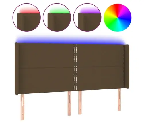 Gultas Galvgalis Ar Led, 203X16X118/128 Cm, Tumši Brūns Audums Vidaxl