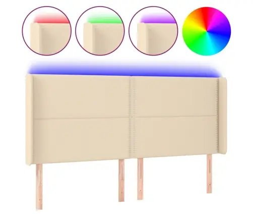 Galvūgalis Su Led, Kreminės Spalvos, 203X16X118/128cm Audinys