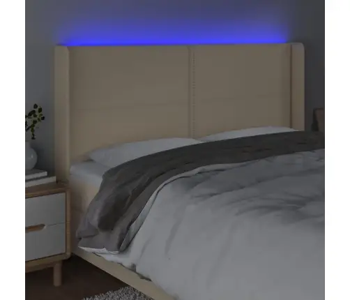 Galvūgalis Su Led, Kreminės Spalvos, 203X16X118/128cm Audinys