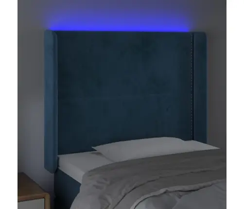 Galvūgalis Su Led, Tamsiai Mėlynas, 83X16X118/128cm Aksomas Galvūgalis Su Led, Tamsiai Mėlynas, 83X16X118/128cm Aksomas