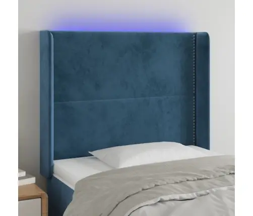 Galvūgalis Su Led, Tamsiai Mėlynas, 83X16X118/128cm Aksomas Galvūgalis Su Led, Tamsiai Mėlynas, 83X16X118/128cm Aksomas
