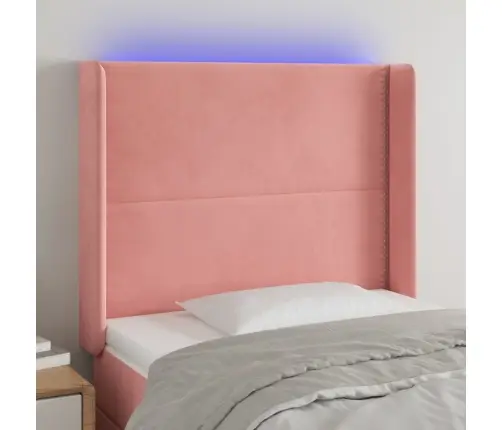 Gultas Galvgalis Ar Led, 83X16X118/128 Cm, Rozā Samts Vidaxl