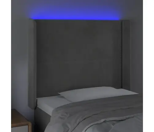 Gultas Galvgalis Ar Led, 93X16X118/128 Cm, Gaiši Pelēks Samts Vidaxl