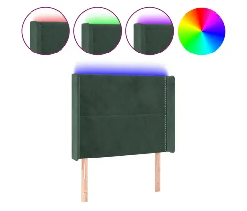 Gultas Galvgalis Ar Led, 93X16X118/128 Cm, Tumši Zaļš Samts Vidaxl