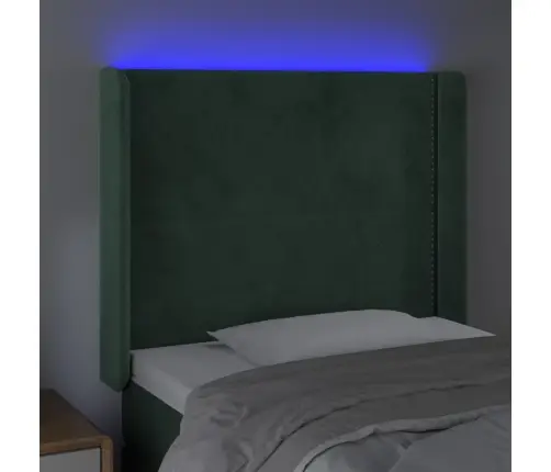 Gultas Galvgalis Ar Led, 93X16X118/128 Cm, Tumši Zaļš Samts Vidaxl