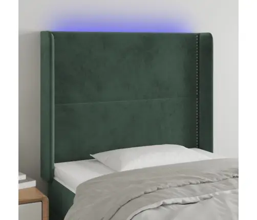 Gultas Galvgalis Ar Led, 93X16X118/128 Cm, Tumši Zaļš Samts Vidaxl